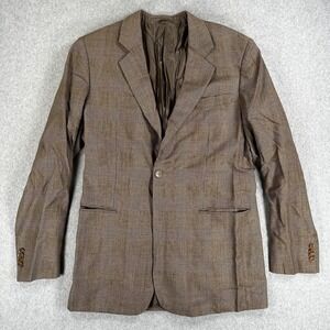 Giorgio Armani Blazer Sport Coat Mens 44 Brown Plaid Cashmere Classic Italy